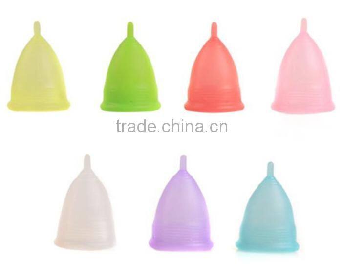 Reusable 100% Medical Silicone Ladies Menstrual Cup for wholesales-Small or Big Size in Pink,Purple,White,Transparent