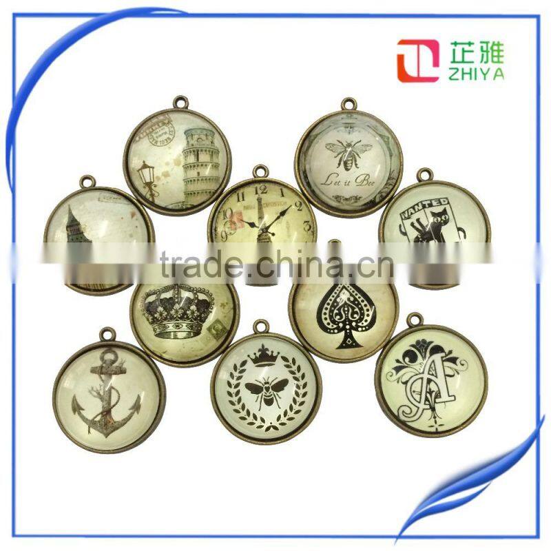 2015 Korea cabochon glass cabochon resin kawaii Time gem,bears silver pendants