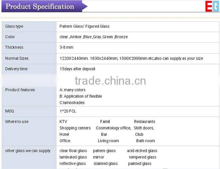 3mm-8mm green Mayflower pattern glass