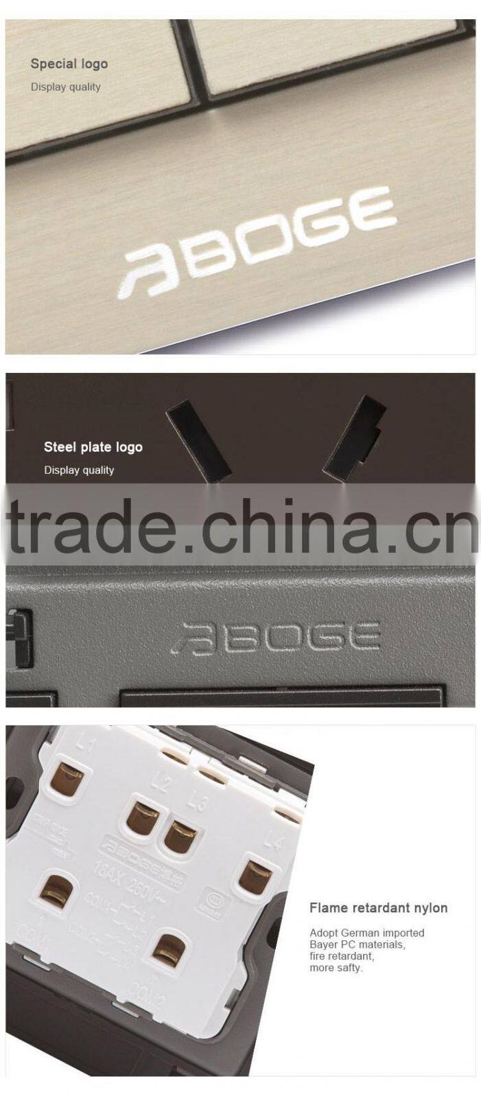 door bell switch with aluminium drawing cover