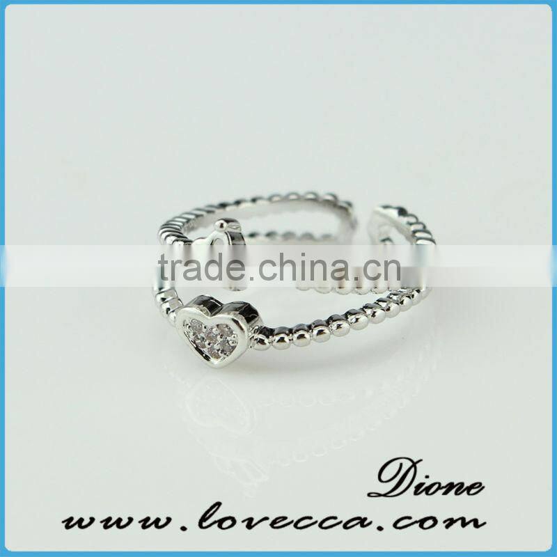zircon Crystal Love heart Ring 5.5/6/7/8/9 Size