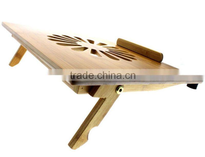 Natural Eco-Friendly Bamboo Cooling Vented Laptop Desk/Table Stand Up