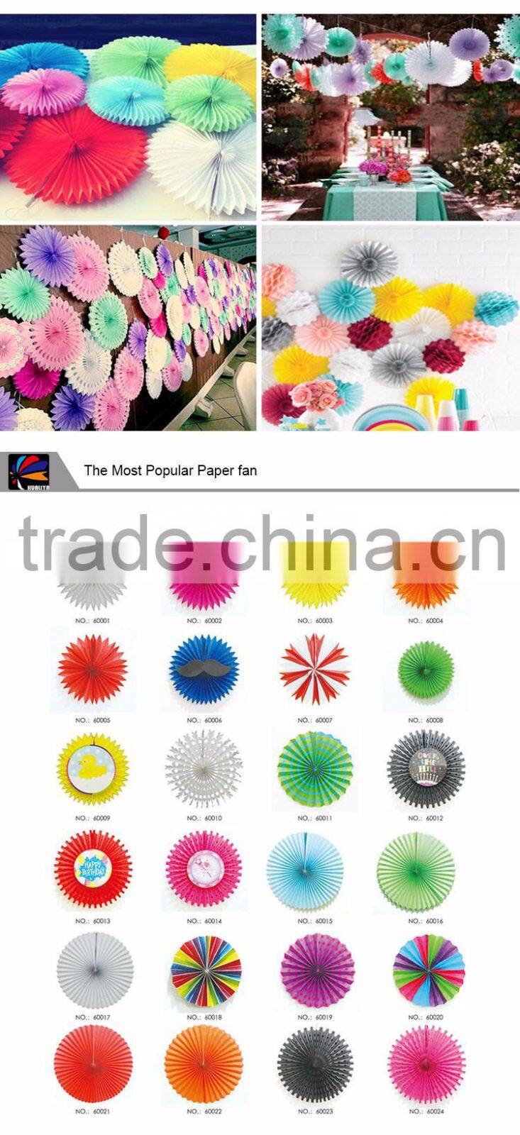Colorful party round shaped honeycomb paper fan tissue paper fan