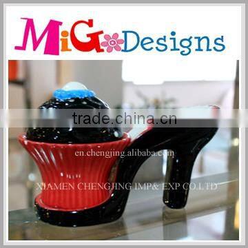 distinct high heel shape jar with black lid