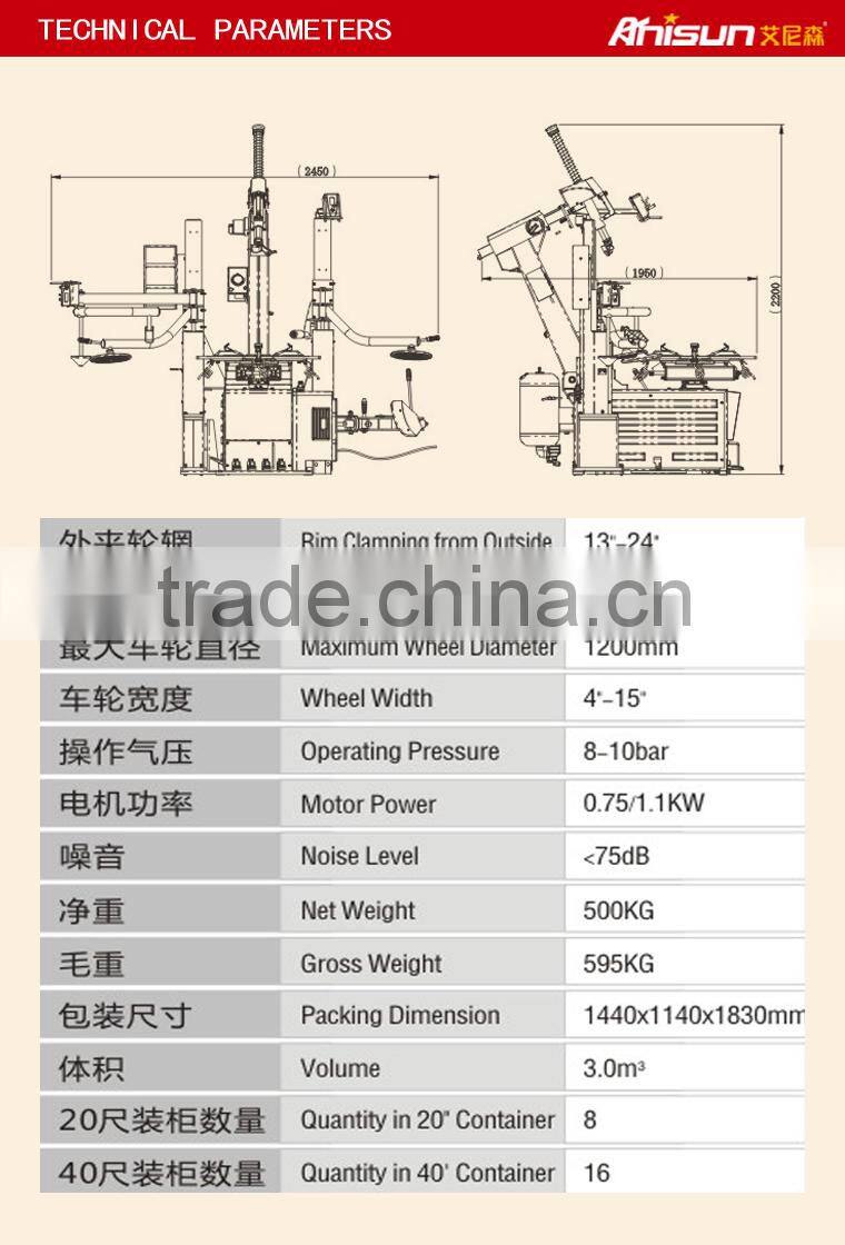super automatic tire changer for sale machine to assemble and disassemble used tires 1200mm 3 years warranty time