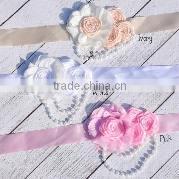 fancy elegant handmade chiffon flower rose headband lace wedding hair accessories