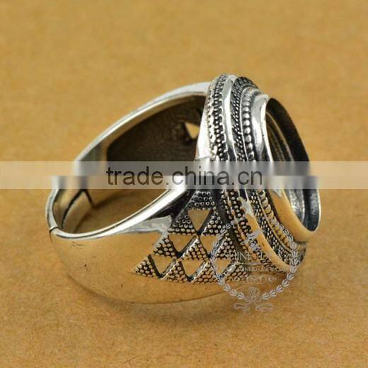 10*13mm 925 sterling silver antiqued silver vintage style oval bezel ring base blank supplies DIY findings 1223065