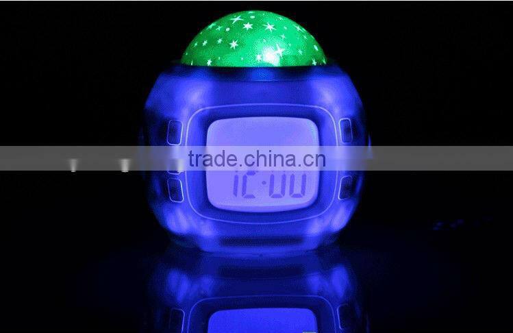 pretty decorative table desk digital LED star projector alarm clock