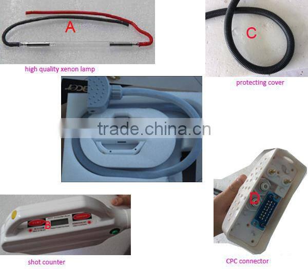 High quality ipl hanpiece with exchangable filters