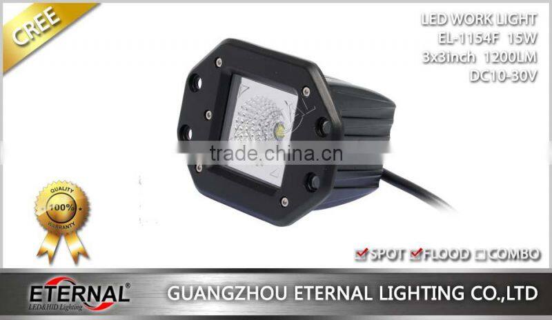 3x3in cube pod 15W flush mount pillar 4x4 Jeep off-road motorsports truck trailer vehicles high power LED work light fog lamp