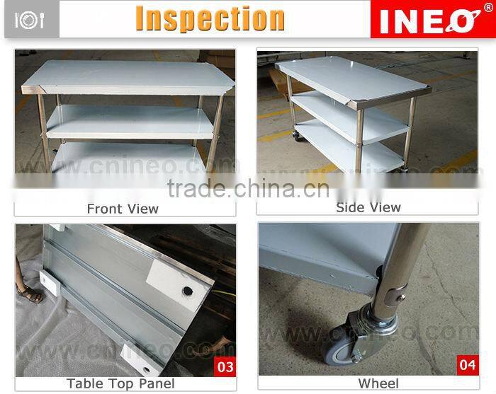 Restaurant Commercial Kitchen Stainless Steel Mobile Worktable(INEO are professional on commercial kitchen project)