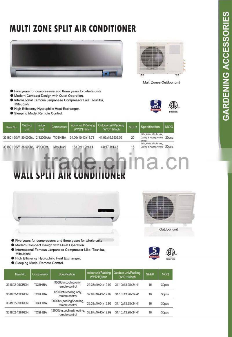 Cooling/Heating R410a 230v 60Hz 30000 / 36000btu Small Size Multi Zone Split Inverter Air Conditioner