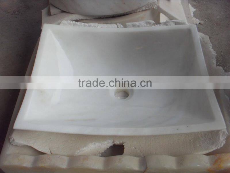 Good pricce white marble rectangular shape bathroom sink