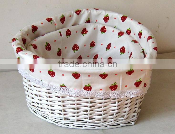 Empty white wicker gift storage basket wicker basket for home kitchen storage