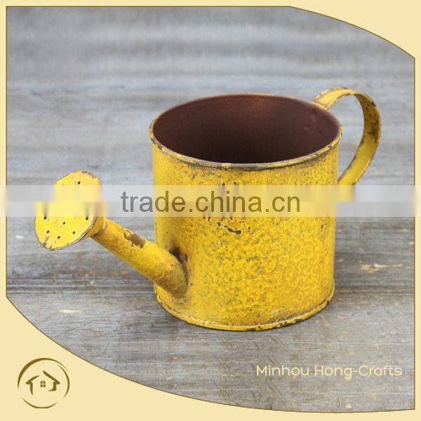 Hot Sale bucket oil painting,metal flower kettle yellow, metal watering can
