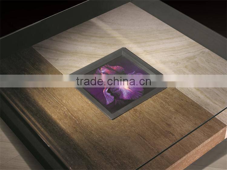 modern living room furniutre glass side table with wheels