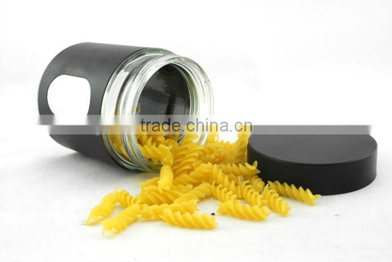 black glass jars for food with stianless steel lid TP12148