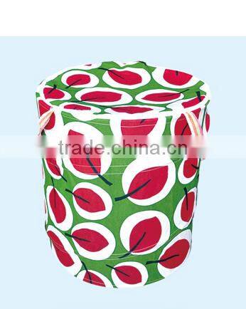 Pop Up Hamper with Cover and Handle Red Leaf Design