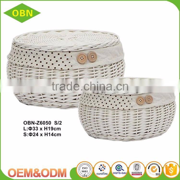 China wholesale customized handmade 100% natural antique wicker egg basket with fabric cover