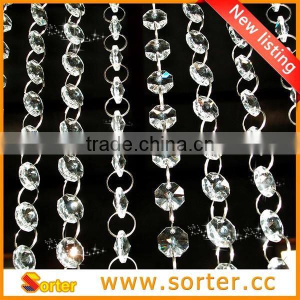 DIY octagon crystal beads for wedding stage decoration