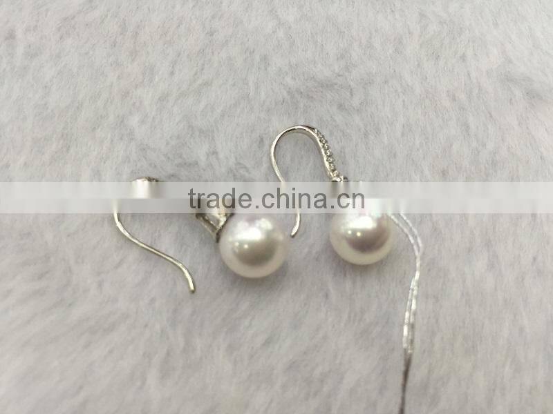 wholesale 8-8.5 mm white akoya pearl jewelry earrings