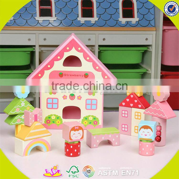 Wholesale top quality wooden building blocks toy creative cube wooden building blocks toy W13A013