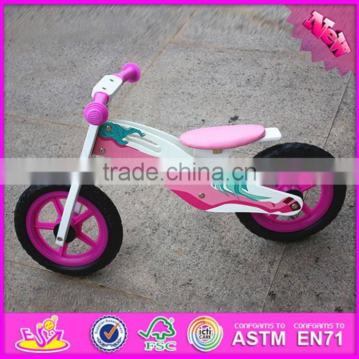 2016 high quality pink baby wooden toy bike W16C126-M