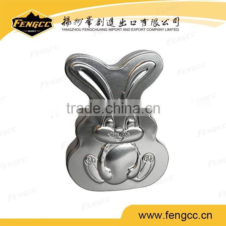 Rabbit animal shape tin box / candy tin box