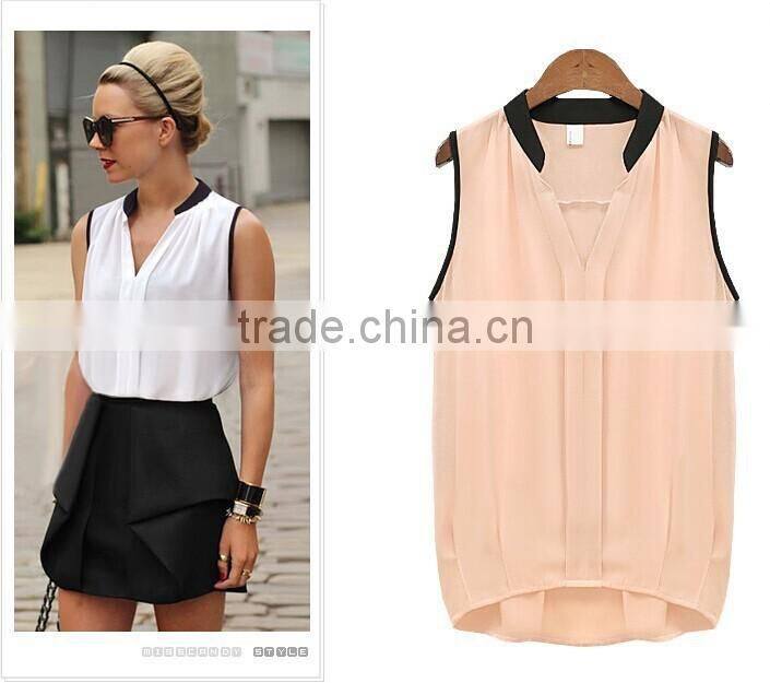 EXCLUSIVE Woman Blouses Sexy Sleeveless Chiffon Plus Size Ladies Blouses Casual Tops Clothing 2015 New Summer White Black
