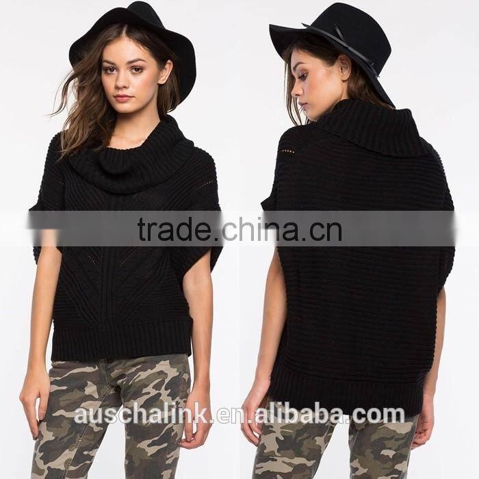 best selling black cable cowl neck women sweater wholesale