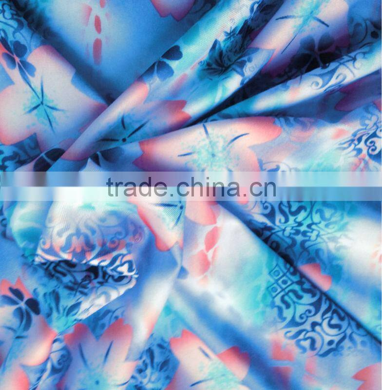 4 way stretch Poly Spandex flower transfer printed fabric