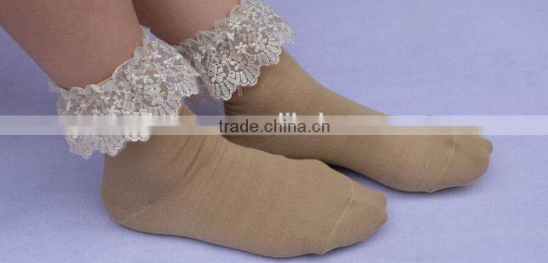 Princess style lace cotton girls sock