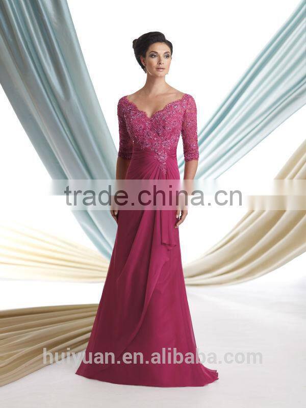 lace chiffon long sleeve latest dress designs for bridesmaid