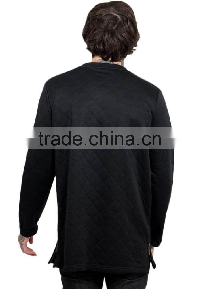 Comfortable cotton plain sweatshirt side zipper wholesale crewneck sweatshirt