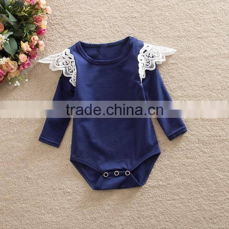 Fashion Soft Cotton Baby Clothes Toddler Stripe Design Bodysuit Baby Girls Ruffle Lace Long Sleeve Romper