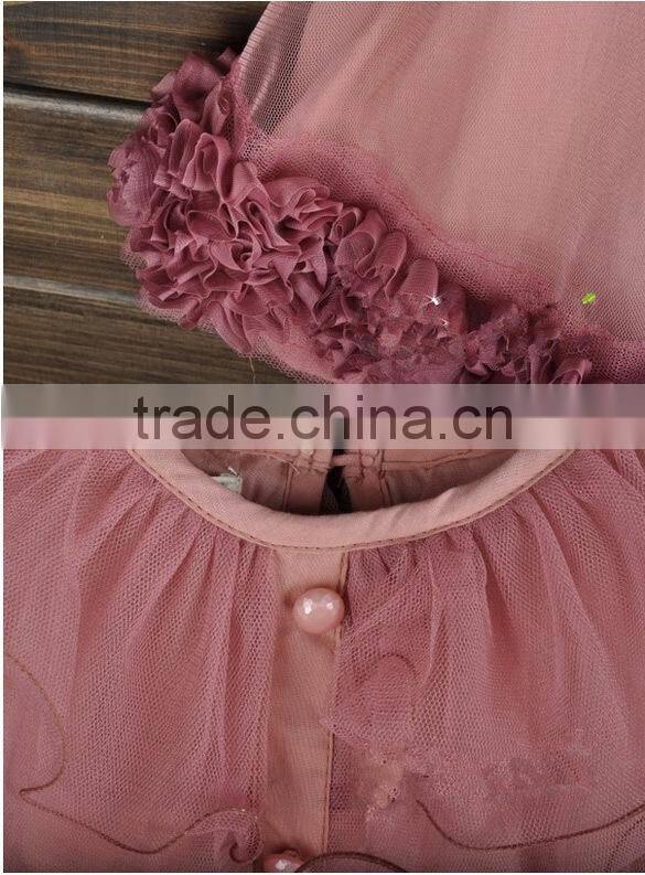 Cute Kids Chiffon Flowers Hem Lace Princess Tutu Birthday Dress for Girl of 7 Years Old SV001997