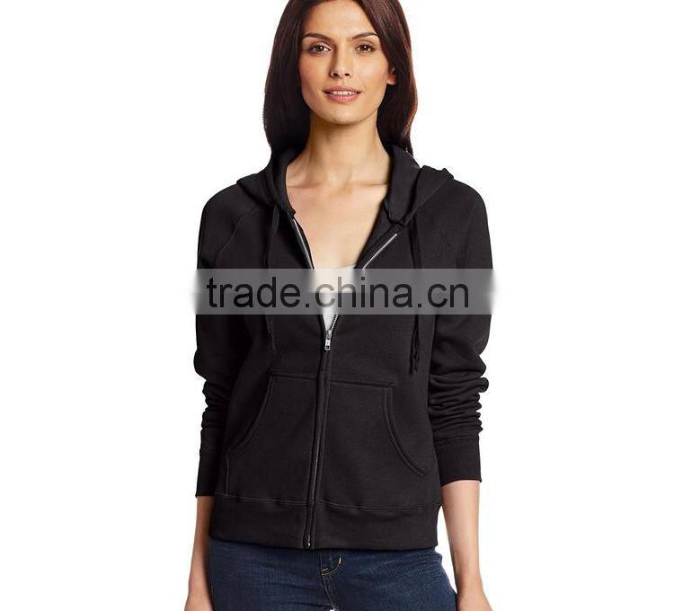 china promotional custom supreme quality polyester / cotton zipper long sleeve plain sport hoodie for women