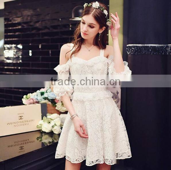 high quality off-shoulder woman spring lace dress wedding party dresses for women lady
