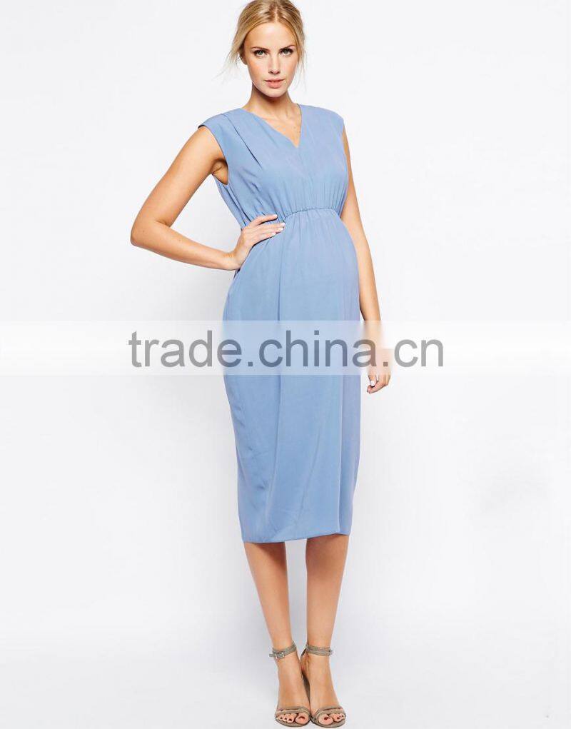 Maternity Gathered Workwear Maxi Dress China supplier
