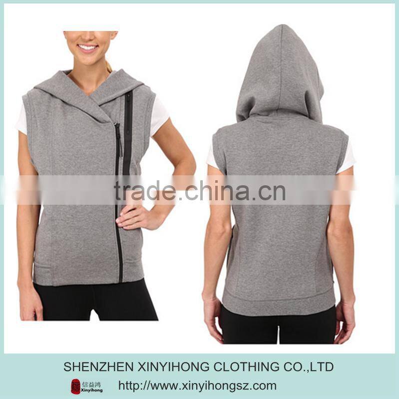 cotton with polyester Oversized hood asymmetrical cut Fleece Vest