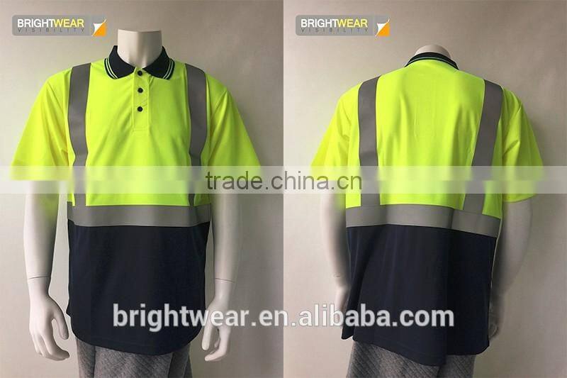 Hi vis 100% polyester reflective birdeye safety flame retardant polo shirt