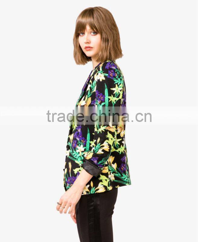 Tropical Flower Knit Blazer