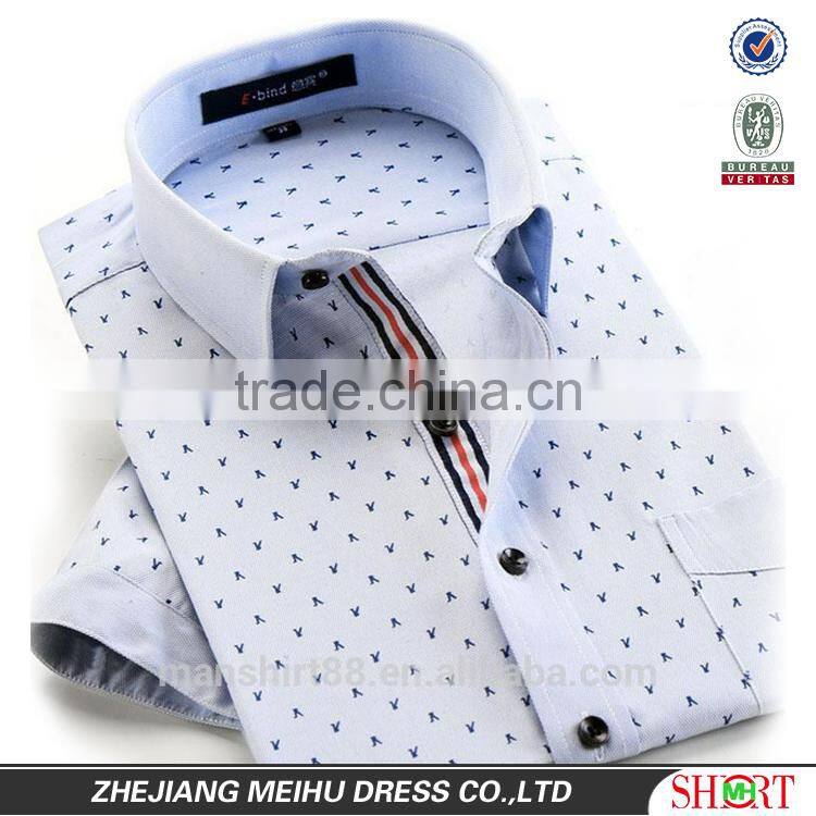 latest fashion print dobby short sleeve man casual shirt