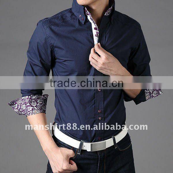 100% cotton contrast color slim fit fashion casual shirts for men