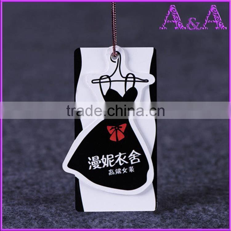 Custom High Quality Garment Paper Hang Tag With Flower Silk Ribbon