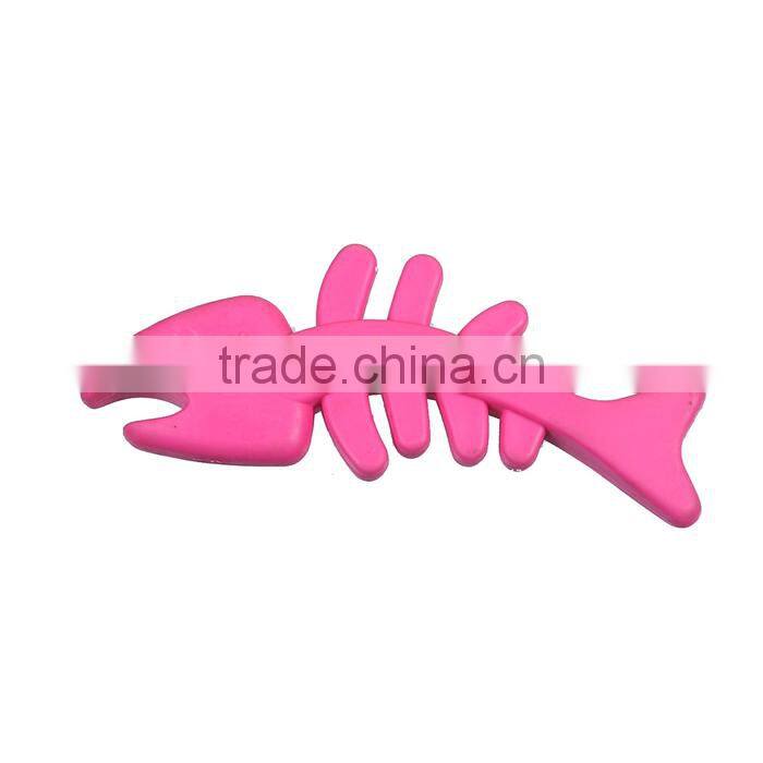 TPR Wand Pet Teaser Fish Bone Fuchsia