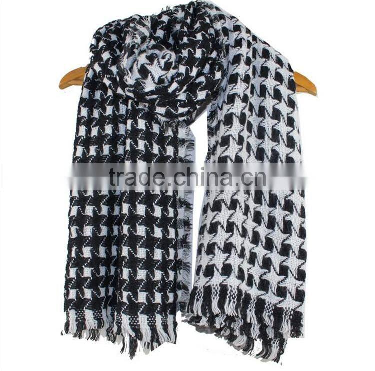 Women Soft Fringe Winter Plaid Cashmere Scarf