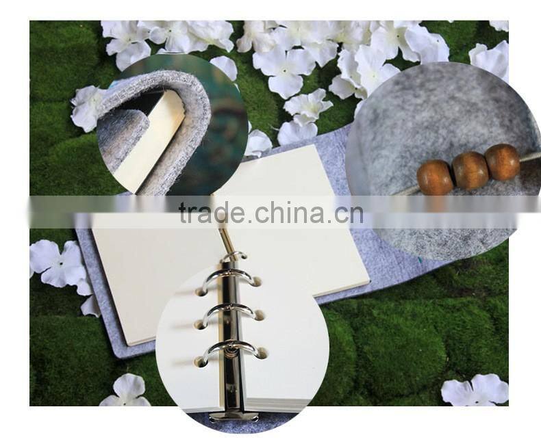 Novel logo custom felt cover with embroidery spiral binding dairy notebook with button