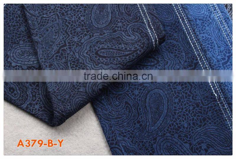 A379-B-Y10.5oz fashionable printed denim fabric made in China