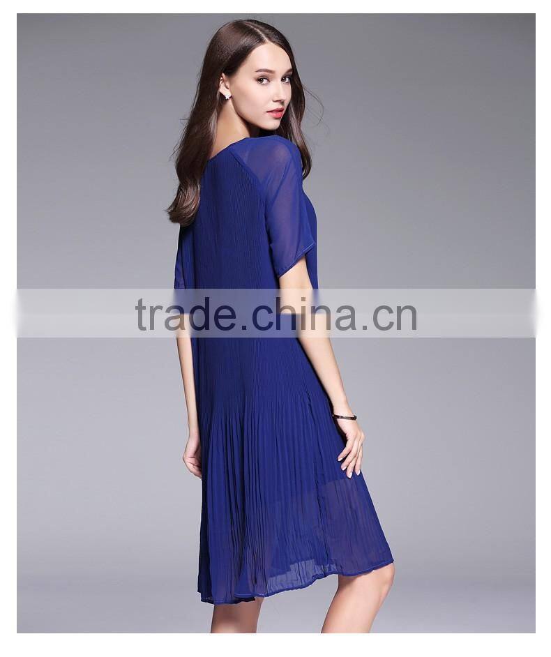 Latest dress designs photos round neck chiffon women dresses